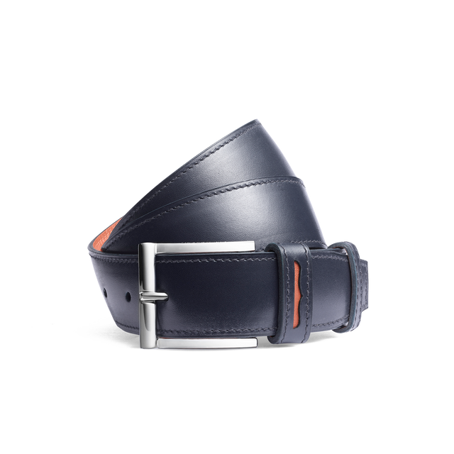 Roland-Garros Demi-Jonc Belt[Navy blue boxcalf and orange clay soft calfskin]