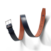 Roland-Garros Demi-Jonc Belt[Navy blue boxcalf and orange clay soft calfskin]