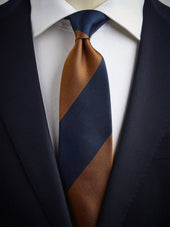 Dark Blue & Gold Tie Club Striped