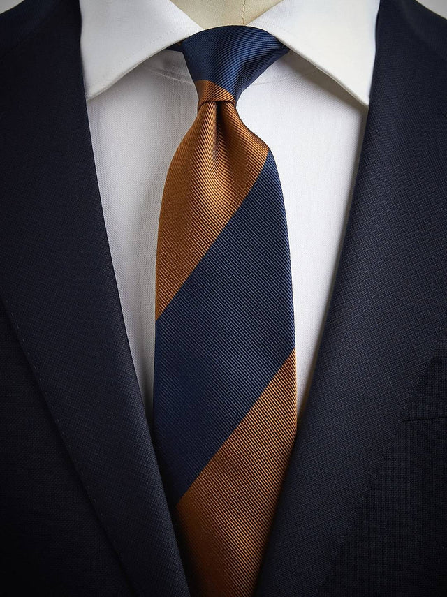 Dark Blue & Gold Tie Club Striped