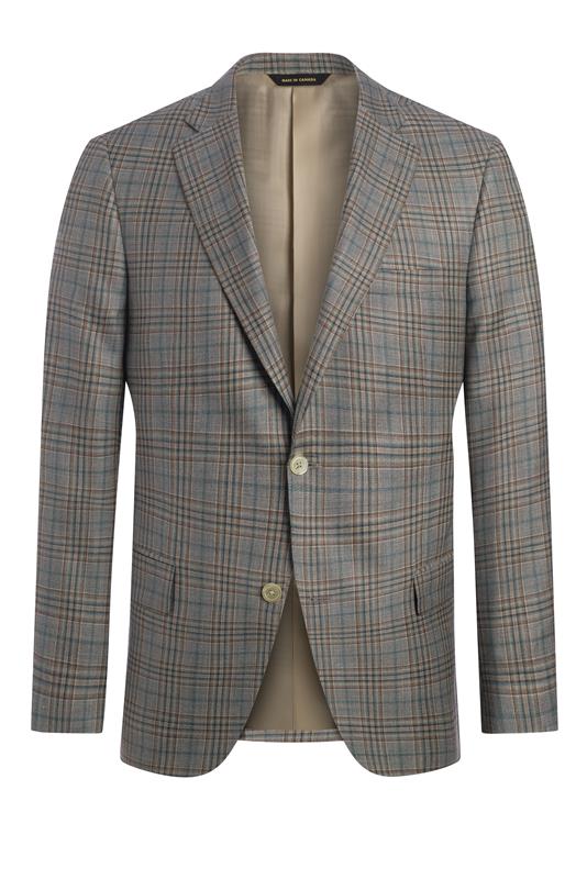 Wool Silk And Linen Plaid Jacket