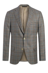 Teal Wool, Silk and Linen Plaid Jacket