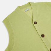 Melon Green Fine Merino V Neck Sleeveless Cardigan