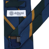 Japanese Grenadine Silk Tie Forest Blue Gold