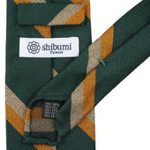 Repp Stripe Silk Cotton Tie Forest Yellow Beige