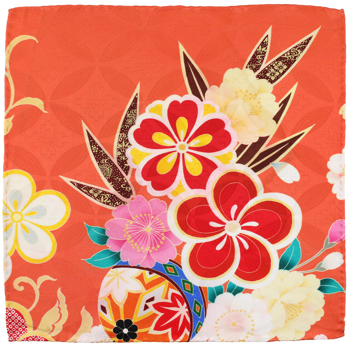 Vintage Kimono Silk Pocket Square Peach