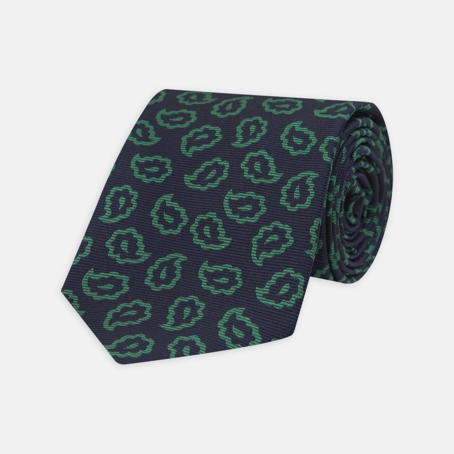 And Green Petal Paisley Silk Tie