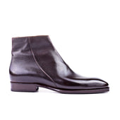 Plain Boot With Zipper In Dark Brown Mountain Calf Leather