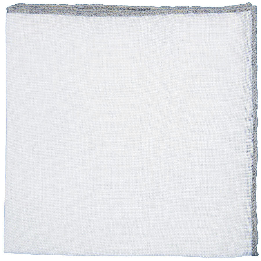 Irish Linen Shoestring Pocket Square White