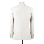 Double Breasted Peak Lapel Jacket In Natural Linen