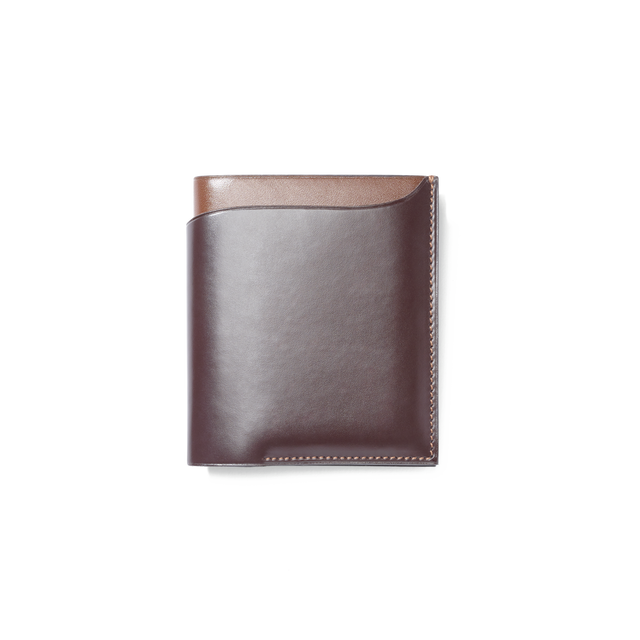 Double you 4 CC Wallet[Dark brown calfskin & light brown boxcalf]