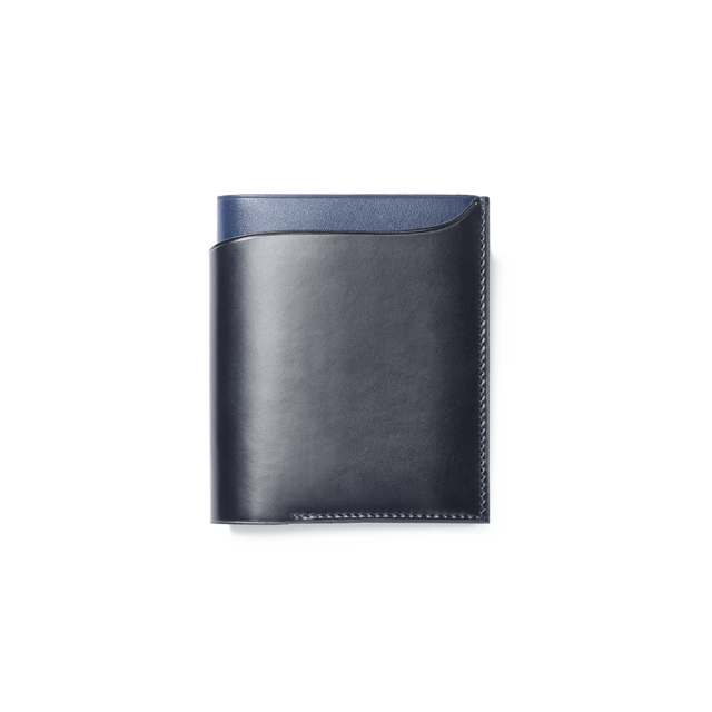 Double you 4 CC Wallet[Black soft calfskin & navy blue boxcalf]