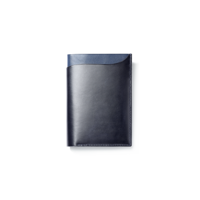 Double You Passport Cover[Black soft calfskin & navy blue boxcalf]