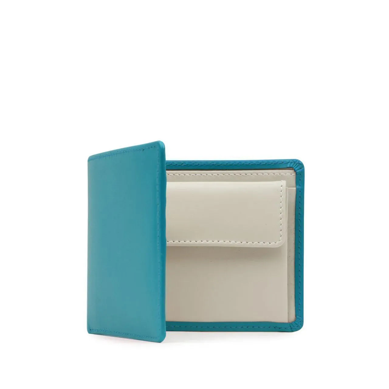 Four credit card wallet with coin purse – Turquoise / Bone White