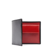 Four credit card wallet with coin purse – Ebony Black / Scarlet