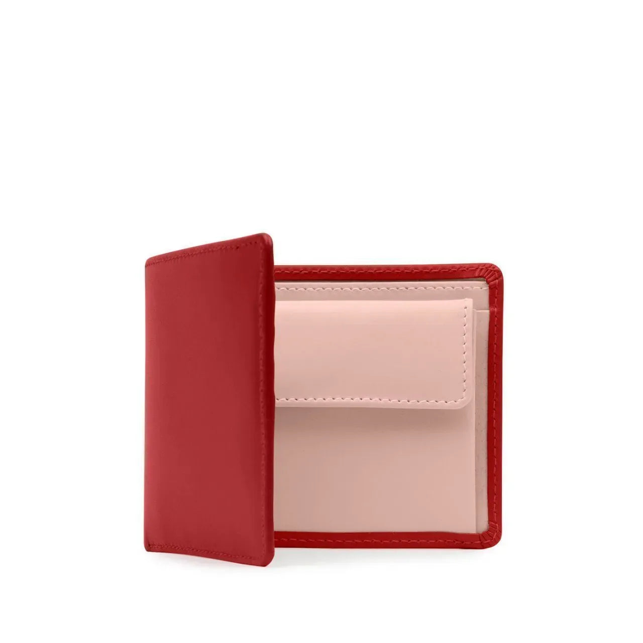 Four credit card wallet with coin purse – Scarlet / Powder Pink