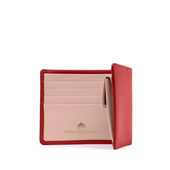 Four credit card wallet with coin purse – Scarlet / Powder Pink