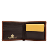 Four credit card wallet with coin purse – Tan / Cuban Brown / Bronte Yellow