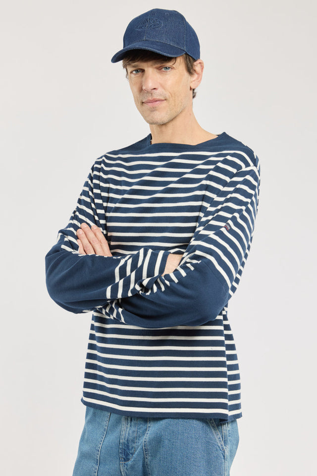 Pull rayé avec coudières - coton