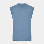 Pale Blue Fine Merino V-Neck Vest