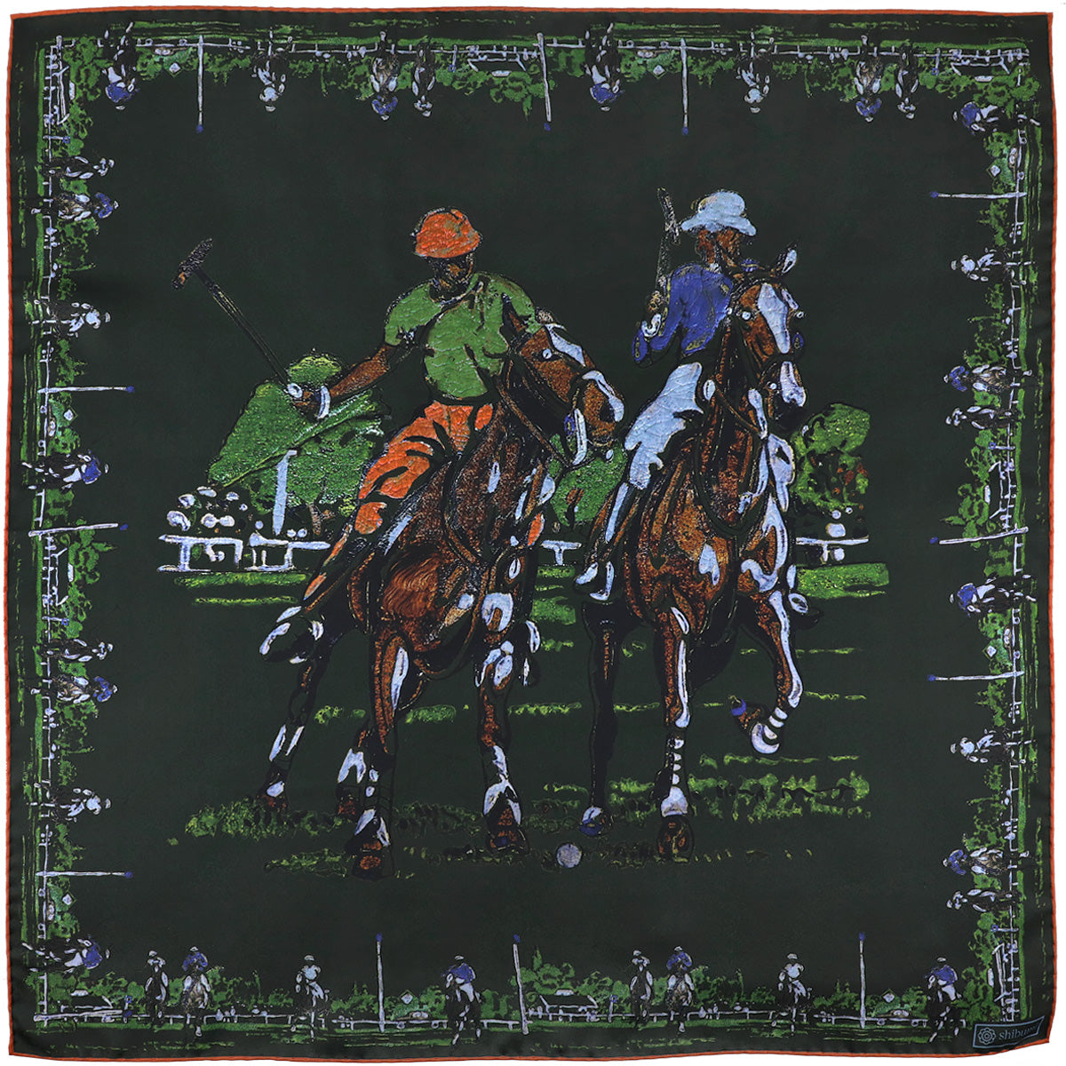Equestrian Motif Silk Neckerchief 65 X 65cm