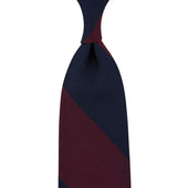 Japanese Grenadine Silk Tie - Navy / Burgundy - Hand-Rolled