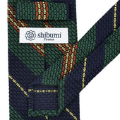 Striped Grossa Grenadine Silk Tie Navy Forest Rust Vanilla