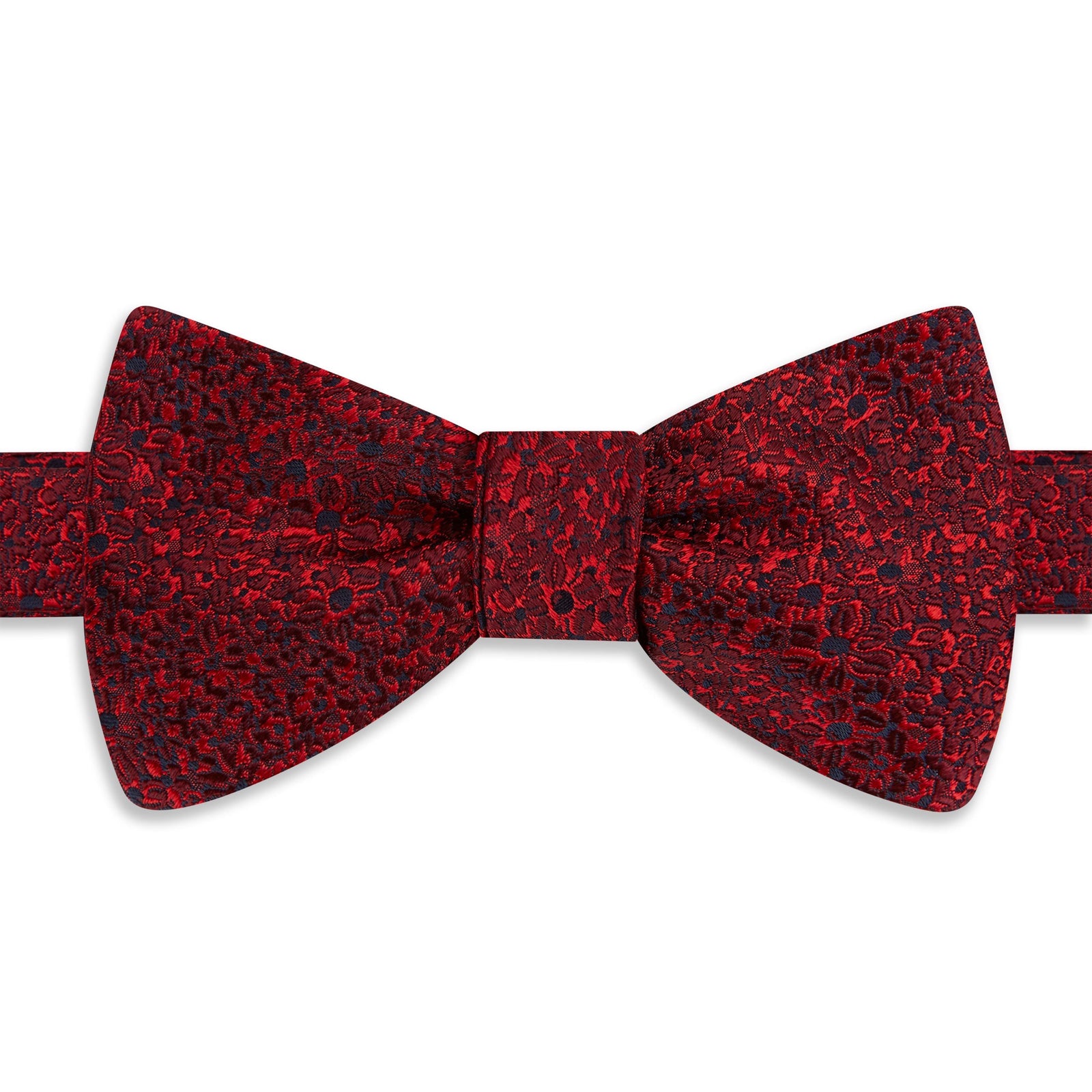 Red Abstract Floral Woven Silk Bow Tie