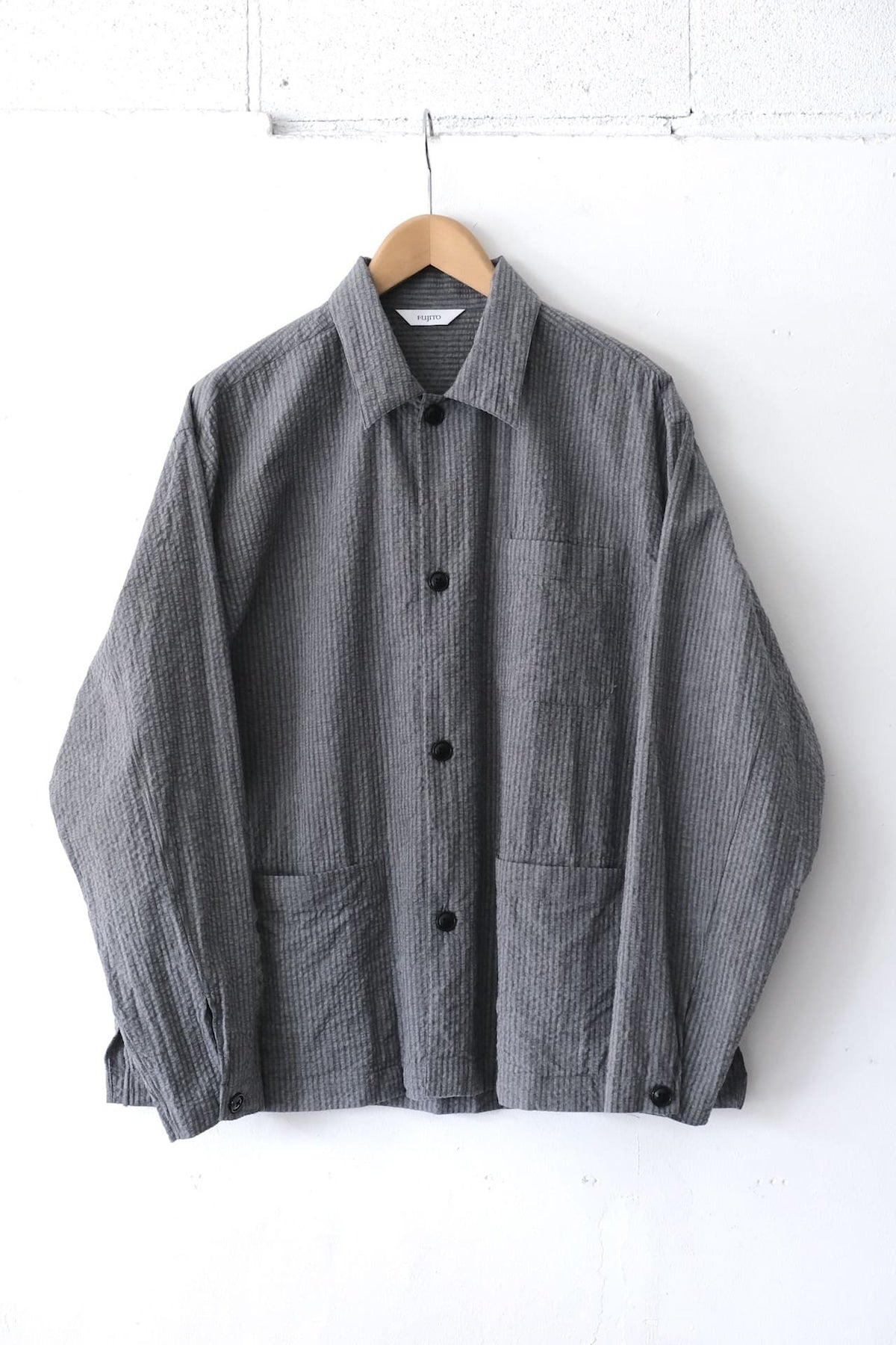 Fujito Shirt Jacket Gray Stripe Natural Stripe Directors Web Shop Powered By Base