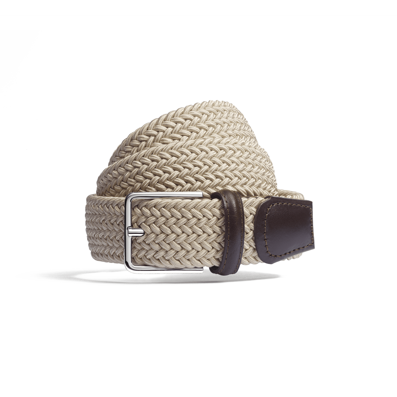 Elastic Belt [Beige braid & beige calf leather]