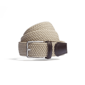Elastic Belt [Beige braid & beige calf leather]
