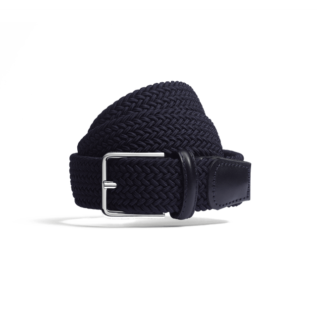 Elastic Belt [Navy braid & navy calf leather]