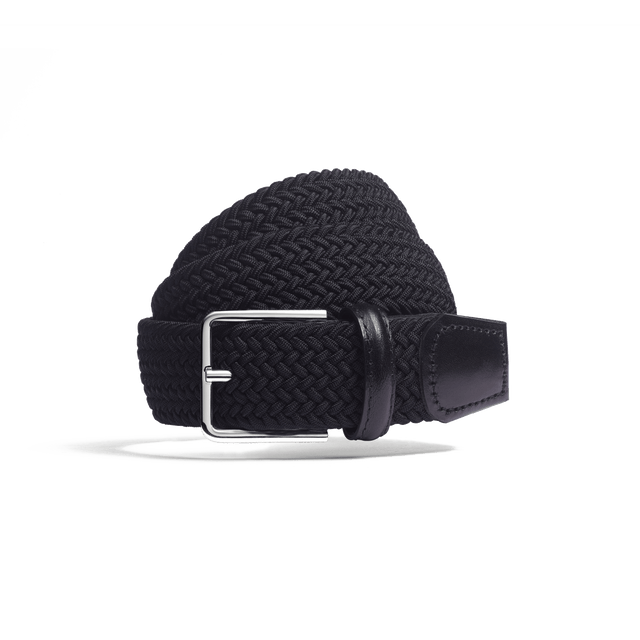 Elastic Belt [Black braid and black calf leather]