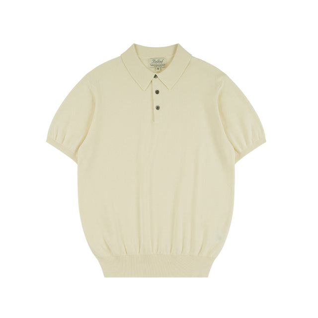 Essential Comfort Short Sleeve Polo Knit (Ecru)