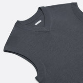 Grey Fine Merino V Neck Vest