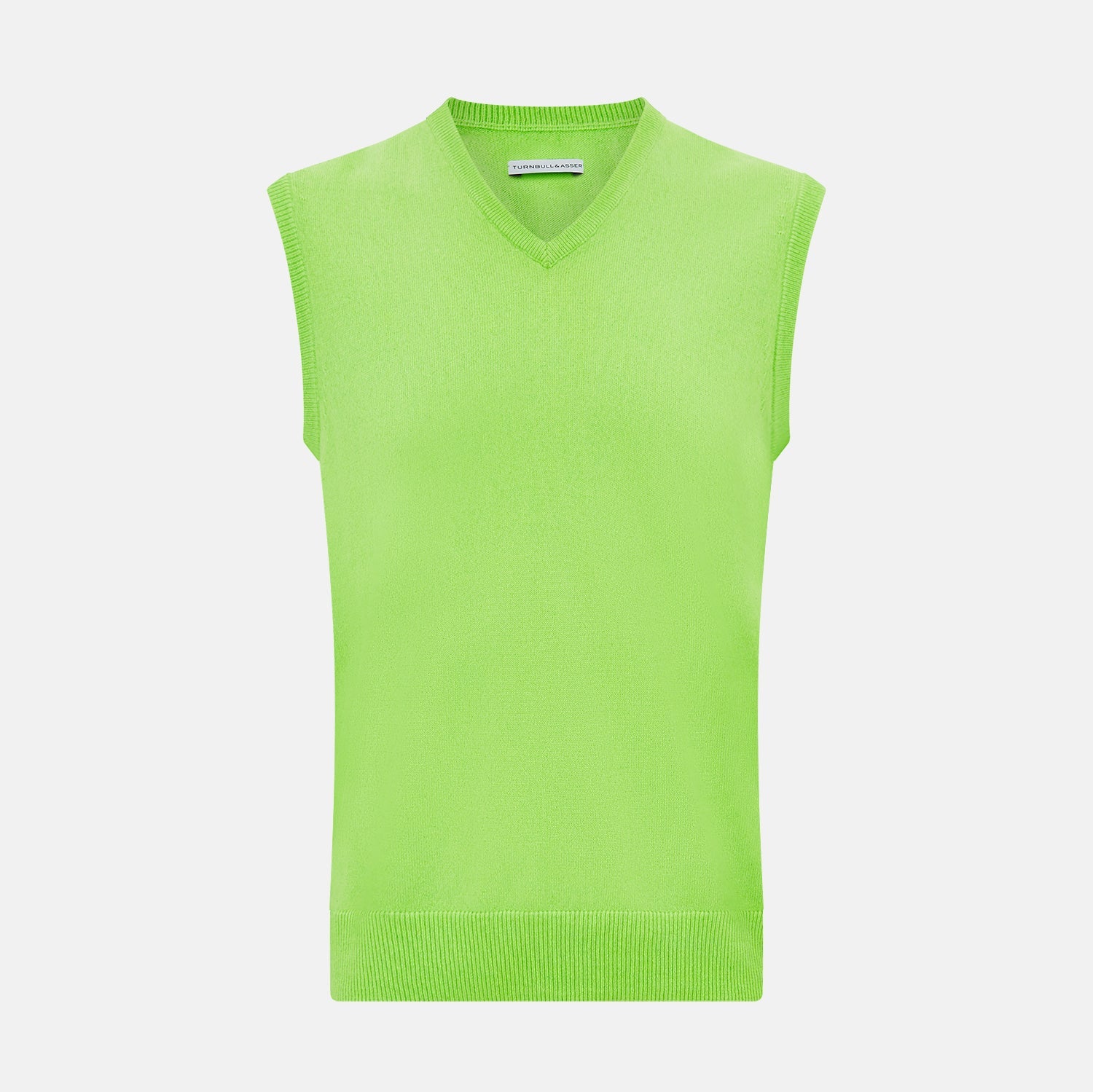 Lime Green V Neck Cashmere Vest