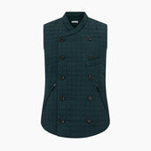Green Double Breasted Quilted Gilet