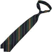 Striped Grossa Grenadine Silk Tie Navy Forest Rust Vanilla