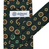 Floral Printed Silk Tie Madder Green Hand Rolled