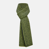 Petrol Green and Chartreuse Diamond-Patterned Cashmere Knitted Scarf