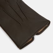 Beige Fur Lined Hairsheep Leather Touchscreen Gloves