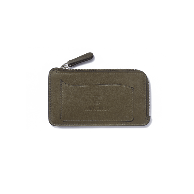 Double You Zipped Card holder [Green fulled calfskin]