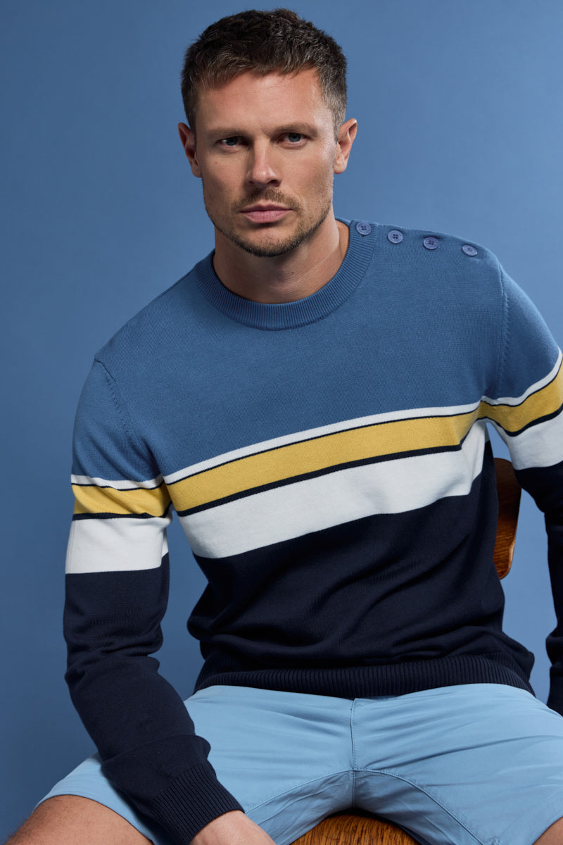 Pull marin tricolore - coton