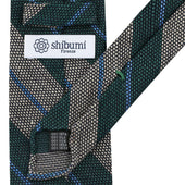 Striped Fina Grenadine Silk Linen Tie Forest Grey