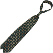 Floral Printed Silk Tie Madder Green Hand Rolled