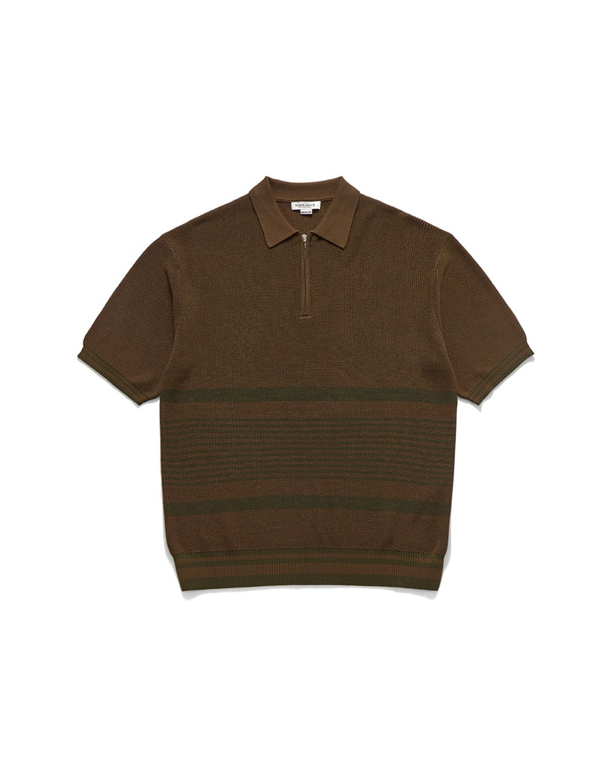 BORDER HALF ZIP UP KNIT / COCOA & OLIVE