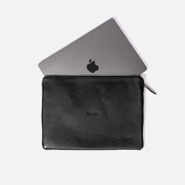 Laptop Sleeve in Black Epsom Leather
