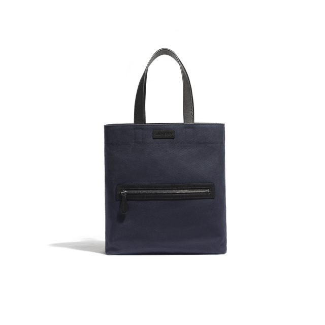 Walker Tote Bag Small Model [Navy Canvas and Black Soft Calfskin]
