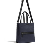 Walker Tote Bag Small Model [Navy Canvas and Black Soft Calfskin]