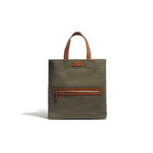 Walker Tote Bag Large Model [Kaki Canvas and Tan Calfskin]